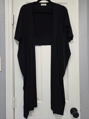 Calvin Klein Black Open-Front Draped Women's Cardigan